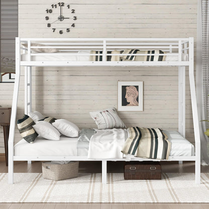 Bellemave Bunk Bed Twin XL Over Queen, Heavy Duty Metal Bunk BedFrame, Twin XL Bunk Beds, White