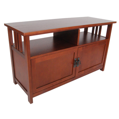 Alaterre Furniture Mission TV Stand with Open Shelves and 2 Cabinet Doors – Classic 42” Wood Media Console for TV, Gaming Consoles & Video Equipment in Living Room or Bedroom (Cherry)