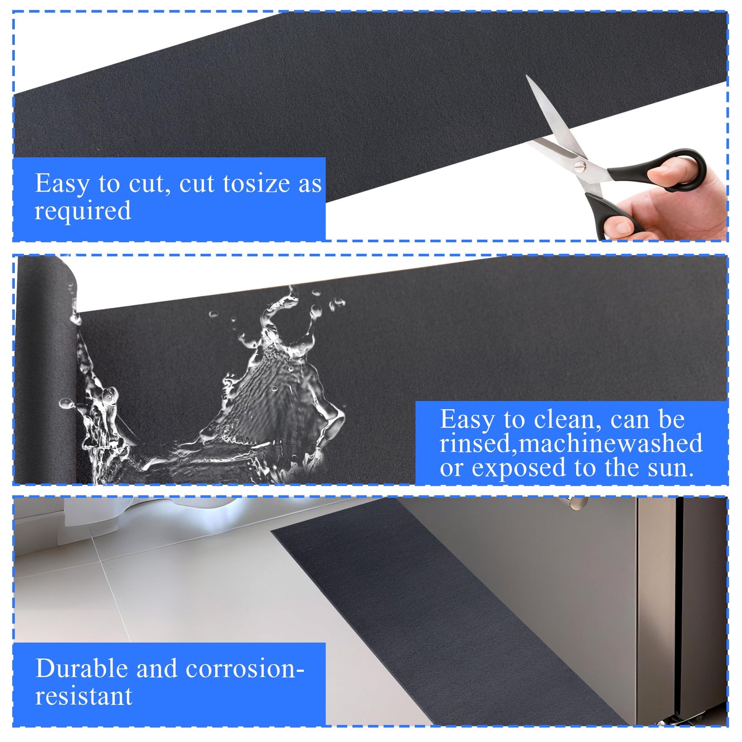 Spill Mat for Refrigerator, 37x8.5 Inch Anti-Slip Drip Tray & Floor Protector for Mini Fridge, Leak Catcher with Rubber Backing
