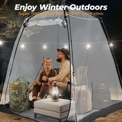 Weather Proof Pod Screen House Pop Up Bubble Tent, Portable Igloo for Camping Outdoor Gazebo Weatherproof Cold Protection Tiny Homes, Black (6x6FT)