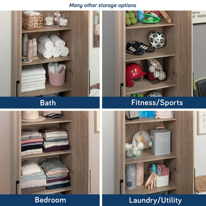 HomePlus Kitchen Pantry Storage Cabinet with Adjustable Shelves, Craft Storage Cabinet, Brushed Oak Finish