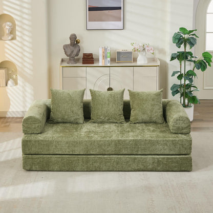 KEIKI Convertible Folding Mattress Couch, Floor Sofa Bed, Floor Sofa Lounge Couch for Living Room Bedroom, Green