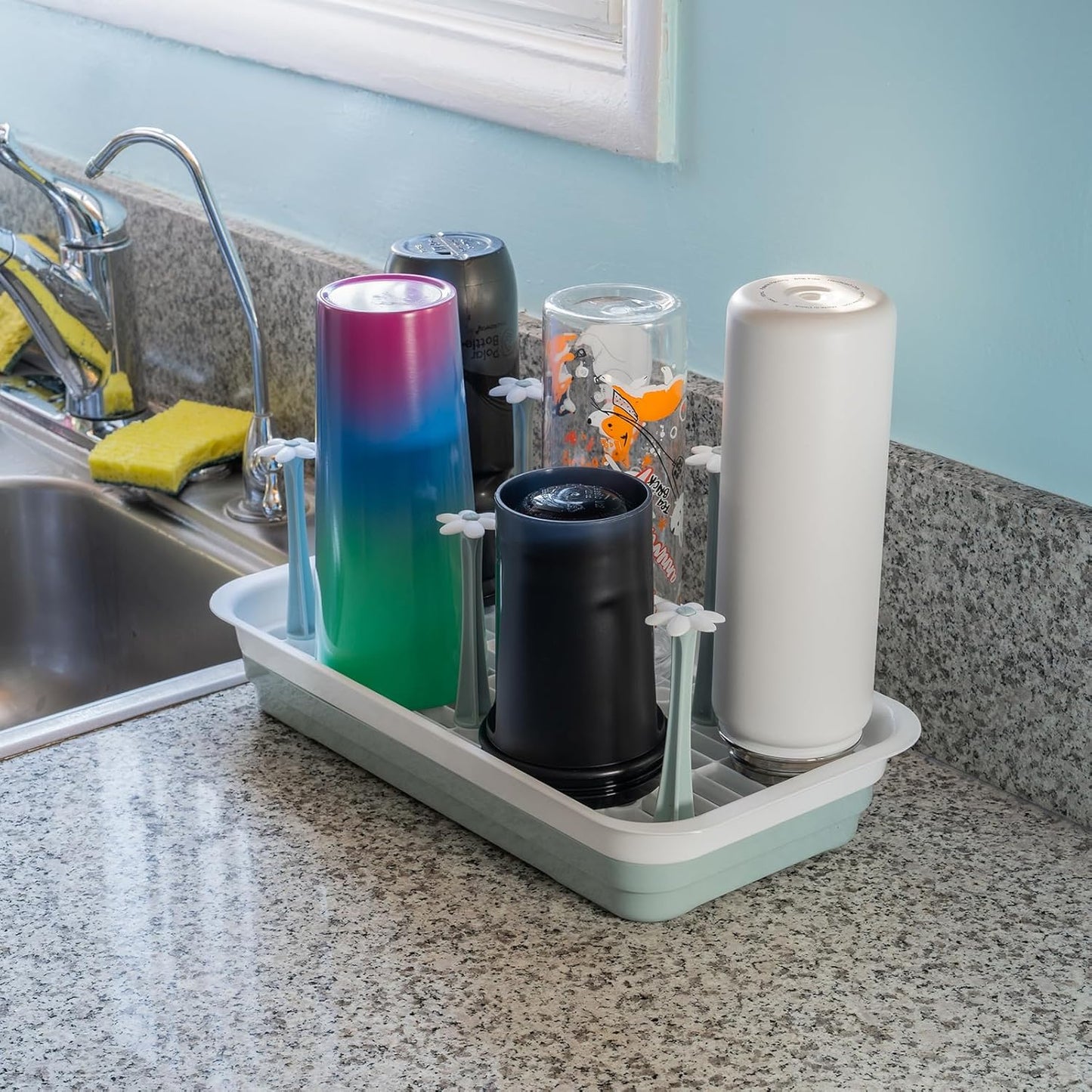 Countertop Large Bottle Drying Rack - Ideal for Insulated Water Bottles, Drinking Glasses, Sports Bottles, Baby Bottle