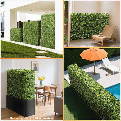 AwnPro 36Wx54Hx12D inches Artificial Boxwood Hedge Wall | Artificial Plant Waterproof Durable Partition Wall | Partition Privacy Panel | Garden Office Partition Wall | (White Flower Decoration)