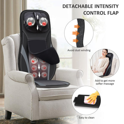Snailax Shiatsu Back Massager with Heat -Deep Kneading Massage Chair Pad with Adjustable Intensity, Shiatsu Chair Massager to Relax Full Body Muscle