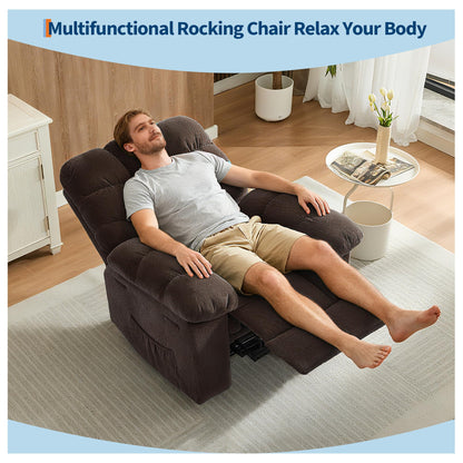 21.2'' Manual Recliner Chair,Ergonomic Overstuffed Breathable Fabric Reclining Chair with Side Pockets,Q235 Steel Frame Lazy Boy Recliner Single Sofa for Living Room Bedroom
