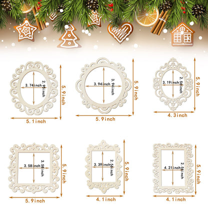 Maitys 18 Pcs Wood Frames for Crafts Unfinished Wood DIY Picture Unfinished Picture Frames Ornament Craft with Ropes for DIY Christmas Tree Hanging Decor Photo Display 5.9 x 4.7 Inch