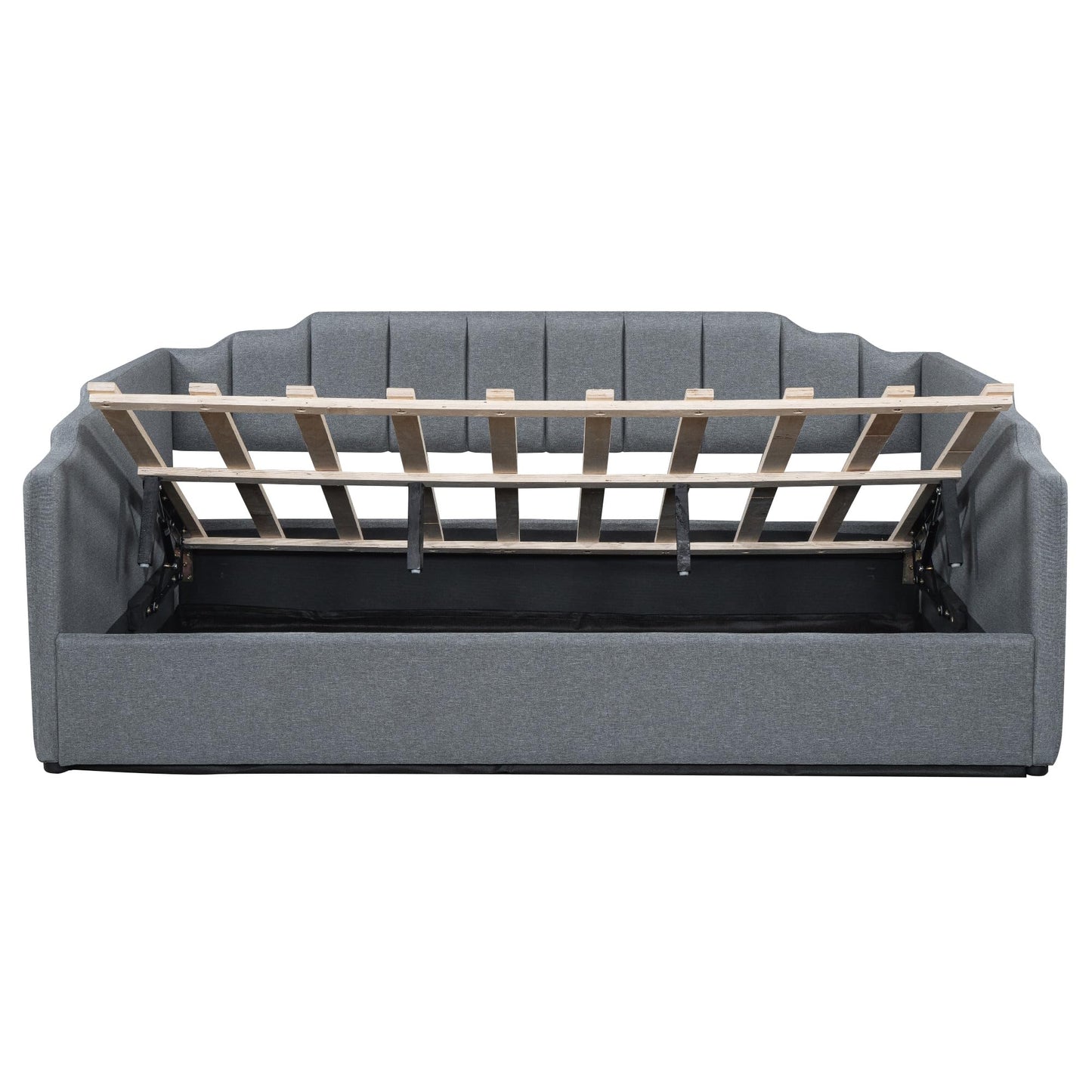 DNYN Full Size Upholstered Daybed for Bedroom,Guest Room,Lift Up Storage Bedframe w/Wood Slat Support,Space Saving Design, Gray