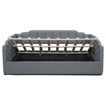 DNYN Full Size Upholstered Daybed for Bedroom,Guest Room,Lift Up Storage Bedframe w/Wood Slat Support,Space Saving Design, Gray