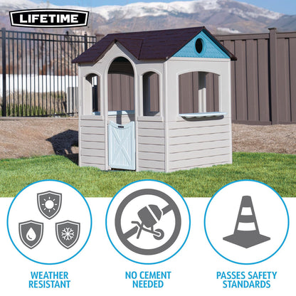 Lifetime Indoor Outdoor Kids Playhouse, Two Store Windows & Farm‑Style Half Doors, Spacious Interior, Easy Snap Together No Tools Assembly, Durable Low‑Maintenance Construction for Ages 3–8