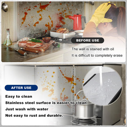 Tylulikaty 3 Sided Splatter Guard,Foldable Stainless Steel Oil Splatter Screens for Frying,Oil Splash Insulation Board,Nonstick Oil Splatter Guard Stove Insulation Board(L: 15" x W: 11.4" x H: 12")