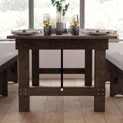 Taylor & Logan Ingles 8' x 40" Rectangular Antique Rustic Mahogany Solid Pine Folding Farm Table