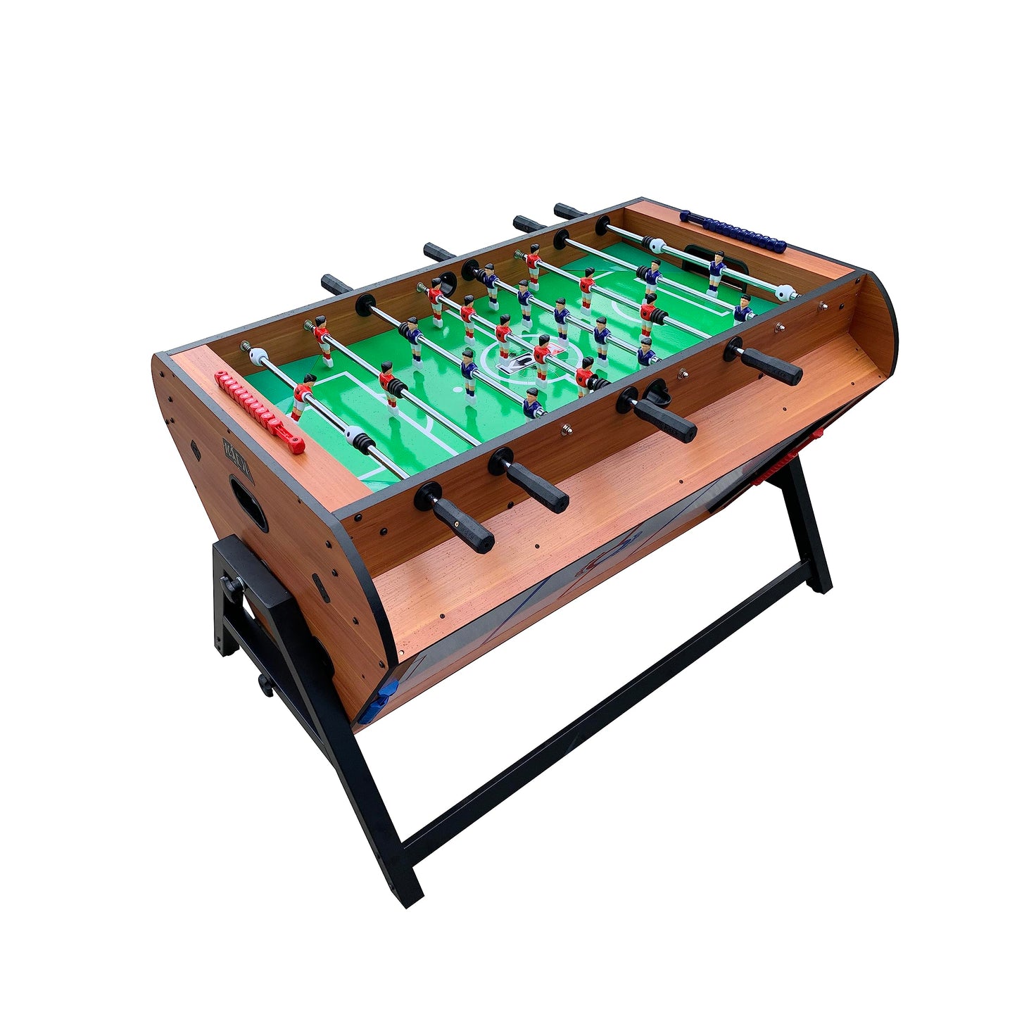 KICK Triplex 55″ Telescopic Rods 3-in-1 Swivel Multi Game Table (Brown) – Foosball, Pool/Billiards & Air Hockey