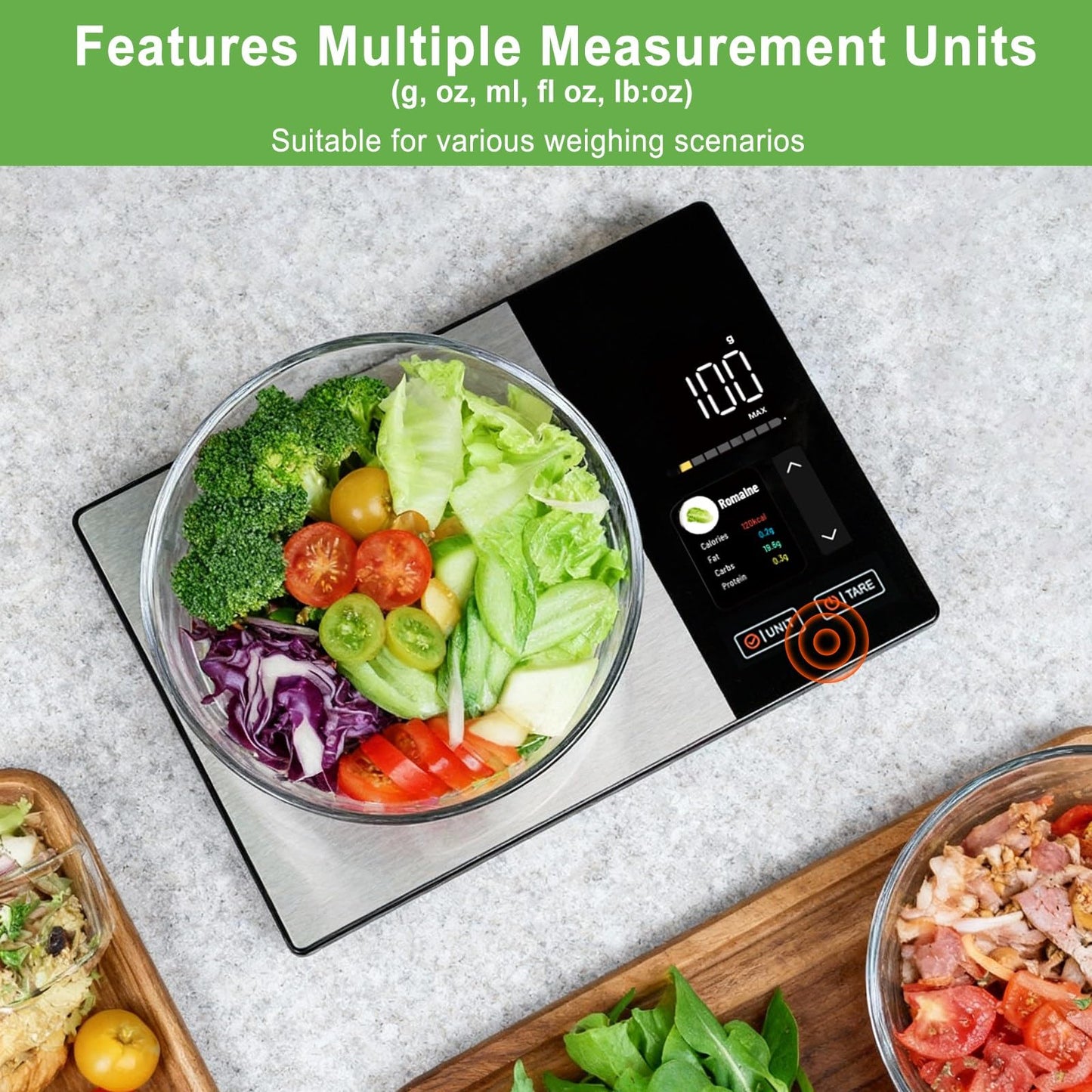 Ocycund Smart Food Scale with Nutritional Calculator, Digital Kitchen Scale for Weight Loss, Free App with 23 Nutrients & Calorie Tracking, Digital Weight Grams & Ounces, 11 lb/5 kg