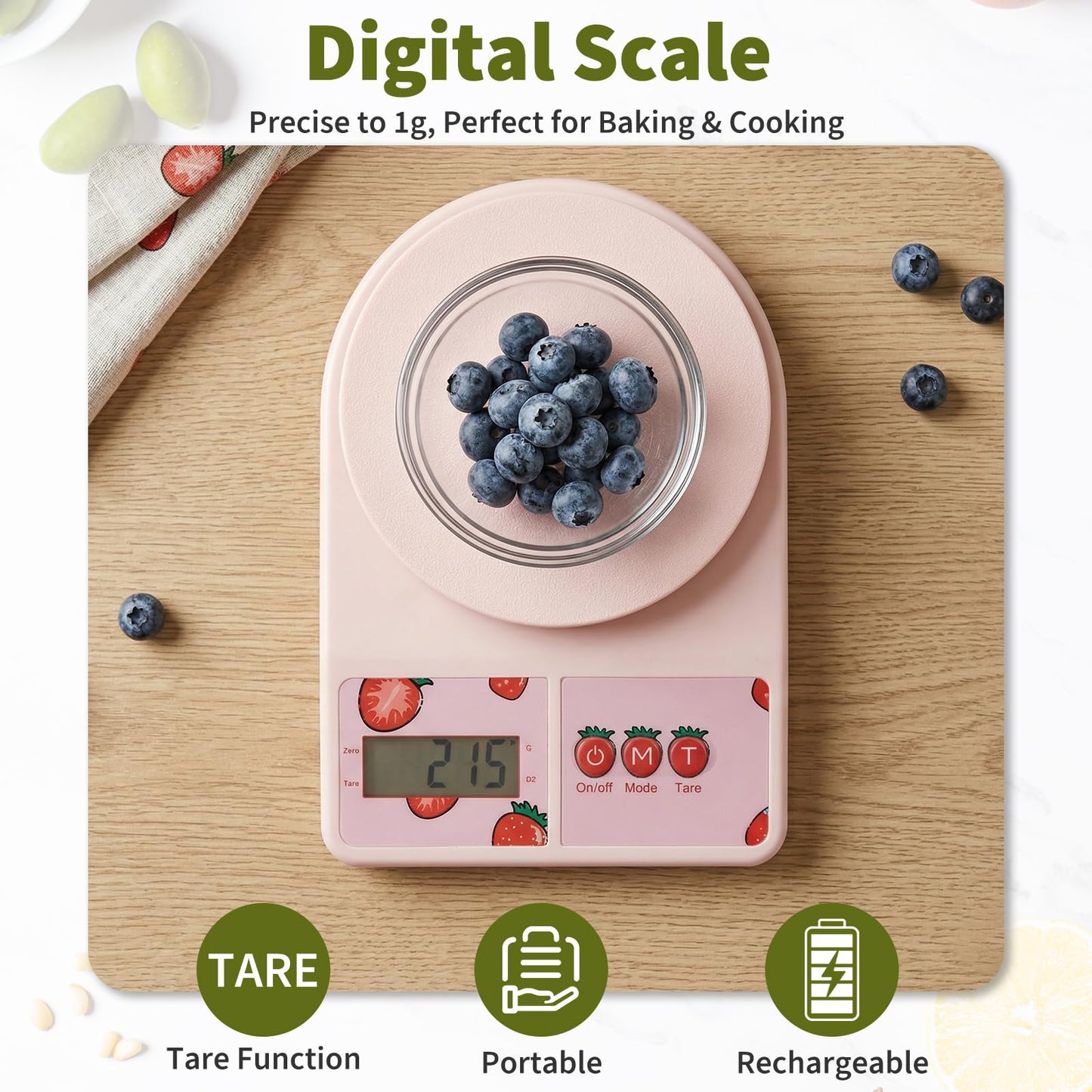 Measuring Tools and Scales, 8 PCS Measuring Cups and Spoons Set, Kitchen Food Scale with Tare Function, Digital Grams and Ounces, Retractable Dual Sided Tape Measure, Ideal for Baking and Cooking