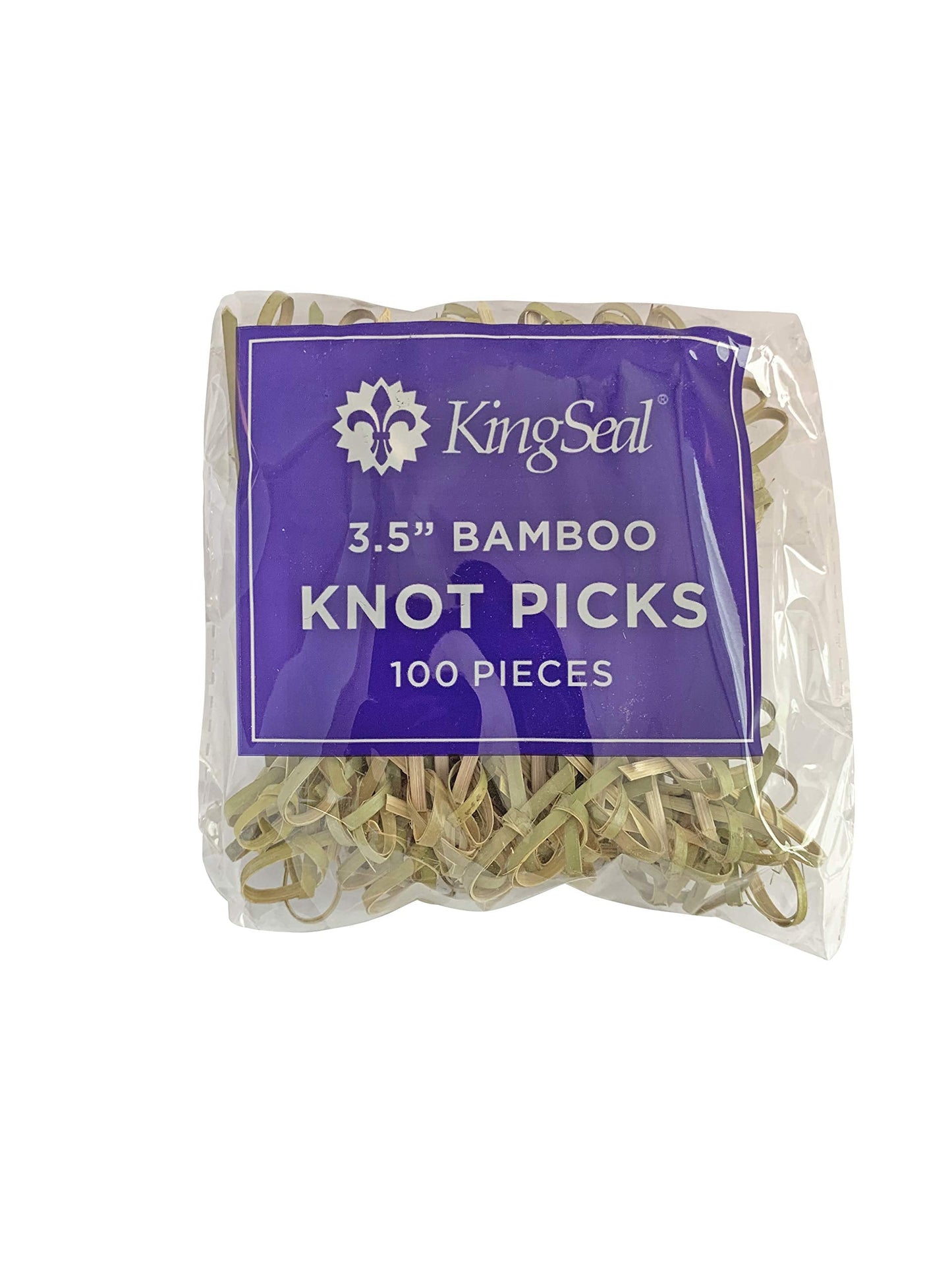 1000 Count | KingSeal Bamboo Wood Flower Knot Picks, Skewers, 3.5 Inches, Perfect for Cocktails and Appetizers, Bulk Pack - 10 Packs of 100 Each