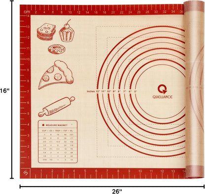Silicone Baking Pastry Dough Mat - Extra Large 26x16 Inch Nonstick Rolling Sheet for Cookies & Bread