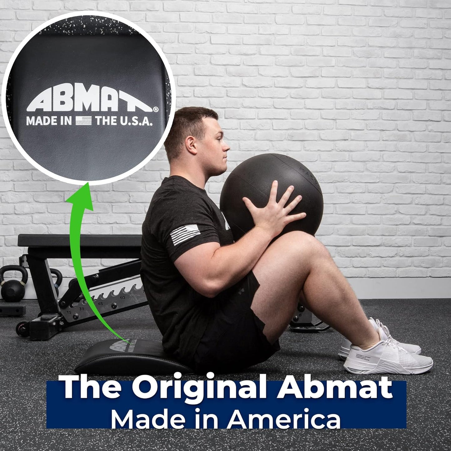 ABMAT Sit Up Mat- The Original Abdominal and Core Trainer Mat for Full Range of Motion Sit ups, Crunches and Ab Workouts Black Vinyl
