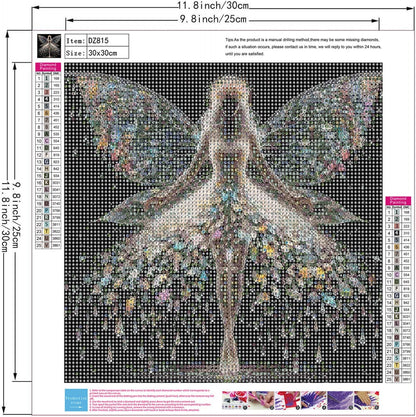 ZHUDENGXJL 5D Diamond Painting Kits for Adults,Colourful Angel Wings Fairy Diamond Art Kits for Adults,DIY Full Drill Diamond Dot Gem Art Kits for Adult Beginners,Wall Home Decor 12 X 12inch
