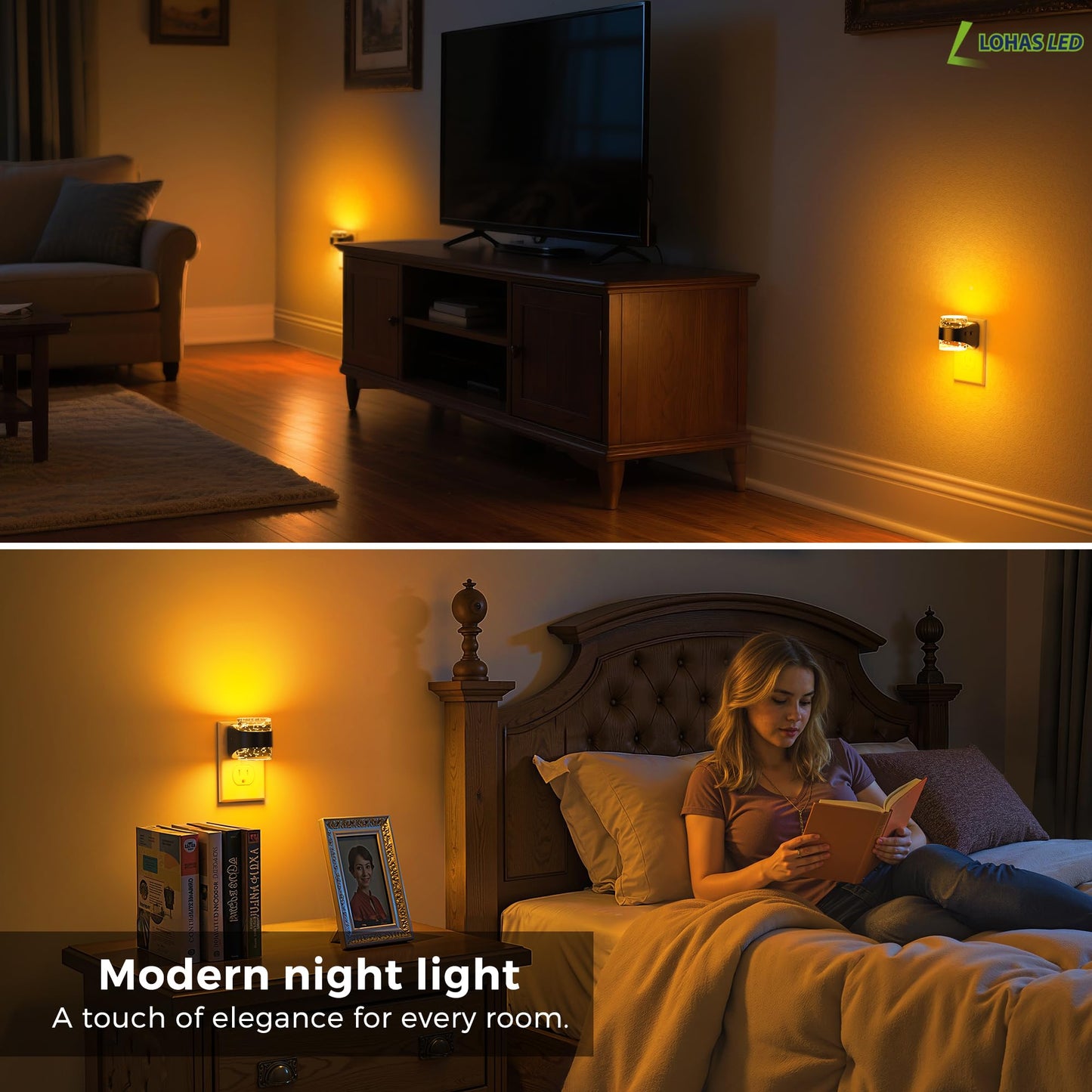 L LOHAS LED Night Light, Bubble Night Lights Plug into Wall,2 Pack 3000K/4000k/5000K Adjustable Color Temperature Night Light,Dimmable Nightlights with Dusk to Dawn Sensor for Rooms Bathroom Hallway