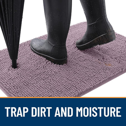 OLANLY Dog Door Mat - Absorbent Non-Slip Mud Mat for Indoor Use | Quick Dry Chenille, 44x32, Deep Plum
