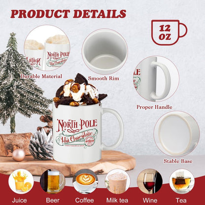 Yaomiao 16 Pcs North Pole Mug Hot Chocolate Mug Christmas Coffee Cup Christmas Gifts Santa Xmas Ceramic Cups with Handle for Women Men Team Employee Teacher Nurse