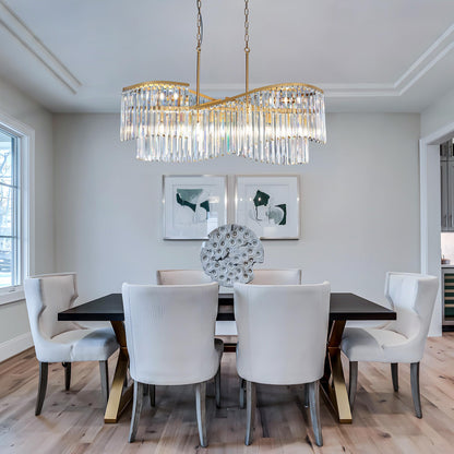 TOCHIC Modern Crystal Chandelier for Dining Room, 41 inch Gold Chandelier Light Fixture Ceiling Hanging Oval Arc Chandeliers Pendant Lighting for Kitchen Island Living Room Foyer Entryway