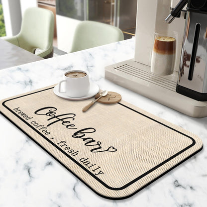 Coffee Bar Mat Rubber Dish Drying Mat, 19.5x12in Kitchen Counter Mat for Home Bar Accessories