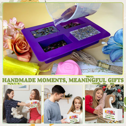THALUNA Soap Making Kit, Soap Making Kit for Adults - Shea Butter Glycerin Melt and Pour Soap Base, Molds, Dye, Fragrances, Dried Flowers, DIY Craft for Kids Beginners Girls, Gift Boxes for Women