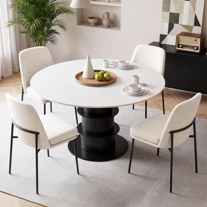 COLAMY Dining Chairs Set of 4, Modern Dining Chairs, Fabric Upholstered Dining Chairs, Kitchen Chairs with Curved Back and Metal Legs for Dining Room Kitchen Restaurant, Beige