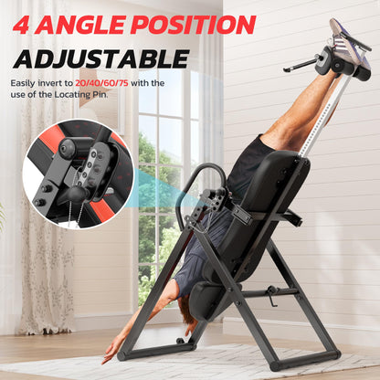 YOLEO Inversion Table Massage & Heat 2025 New Inversion Table for Back Pain Relief Equipment w/Remote Control, Reversible Ankle Holders, Heavy Duty up to 320lbs
