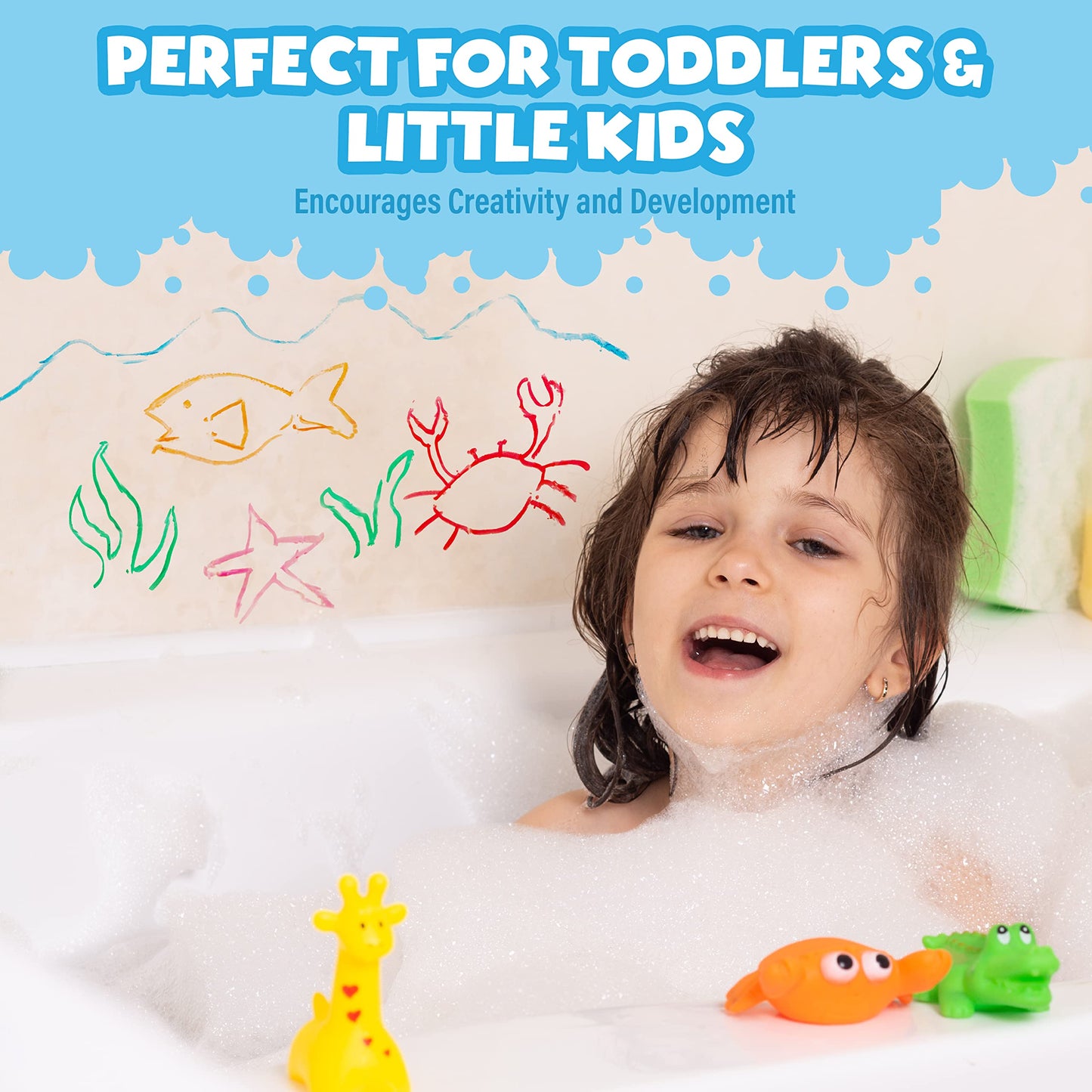 Tub Works® Bath Paint Sticks™ Bath Toy, 12 Count | Nontoxic, Washable Bathtub Paint for Kids & Toddlers | Twistable Sticks Draw Smoothly on Tub Walls | Smooth, Vibrant Alternative to Bath Crayons