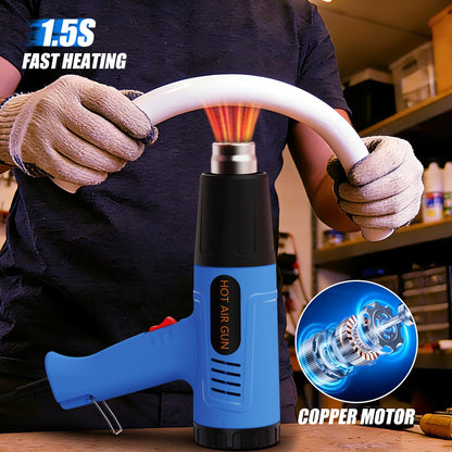 Hot Air Gun, Professional Power Heat Gun with 2 Temp Settings, Handheld Heat Blower with 4 Nozzle Attachments for Stripping Paint, Shrink Wrapping, PVC Tubing, DIY Crafts, vinyl wrap