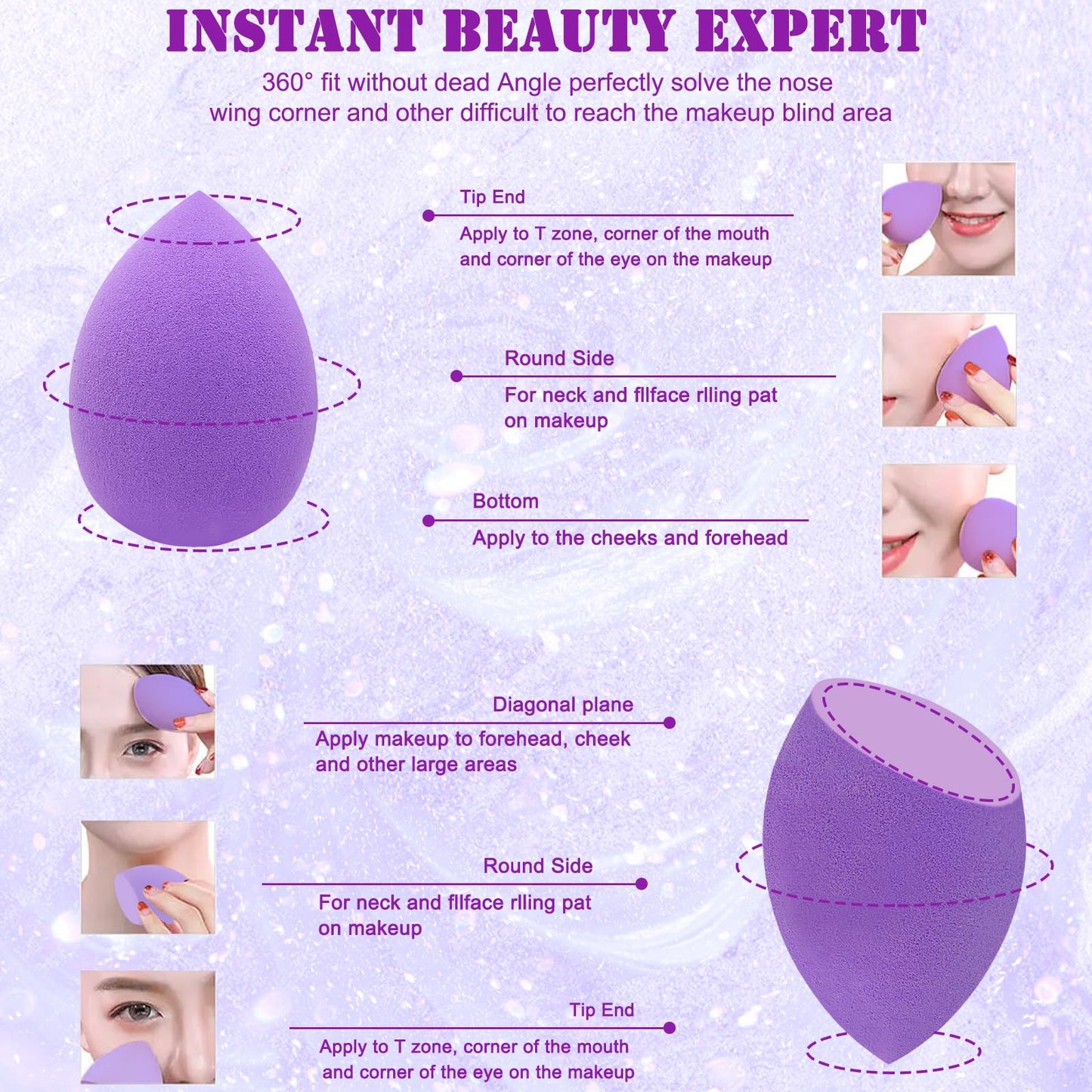 6+6 Professional Makeup Sponge Set,2.76 inch Portable Soft Sponge Setting Face Puffs,Multicolor Makeup Blending Sponge Cosmetic Applicator for Loose Powder,Liquid,Facial Makeup Tools（Pink)