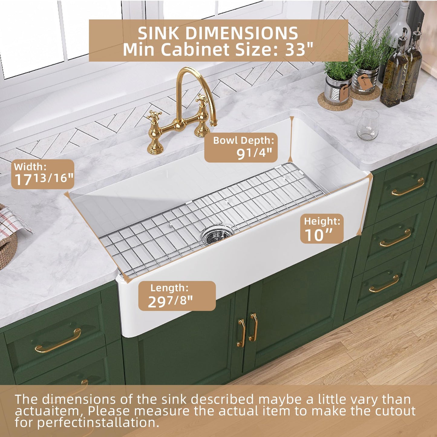 TUKTUK White Farmhouse Sink 30 inch Farm Sink Fireclay Apron Front Single Bowl Kitchen Sinks Deep Drop In Undermount Reversible Heavy Duty Easy-to-Clean Kitchen Basin with Luxury Modern Accessory Kit