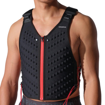 Omorpho G-Vest Sport, Weighted Vest, Black/Red, 6 lb Fixed Weight, Adjustable Fit, S-M/L-XL, for Running, Endurance Training, High-Intensity Athletics (Black/Red, S-M)