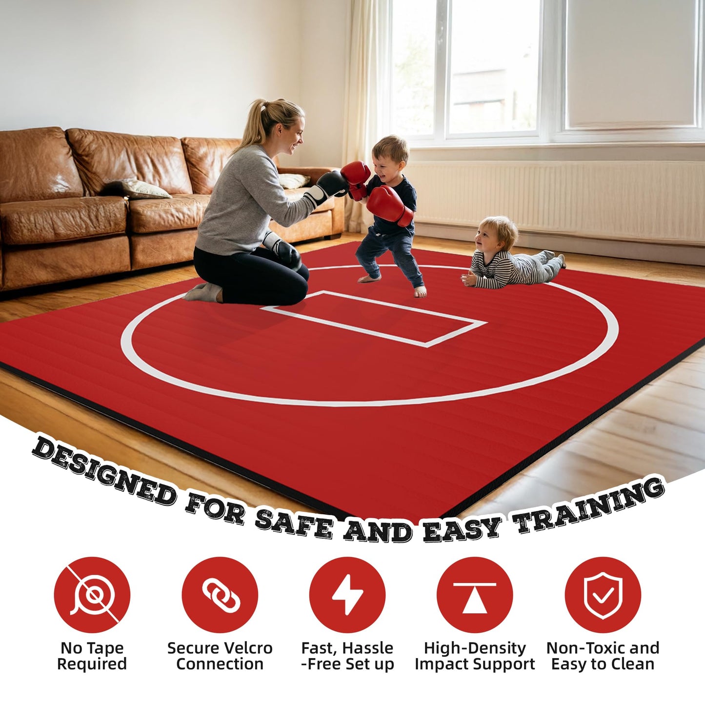 HFPFTS Wrestling Mat for Home, 10’x 10’x 1.25” Wrestling Mat, Safe Wrestling & Play Mat for Kids and Family, Jiu Jitsu, BJJ, MMA, Wrestling Mats, Martial Arts,Tumbling, Easy Clean, Gym Mat, Red
