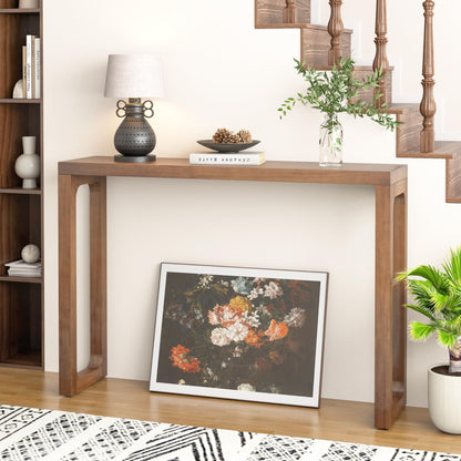 ENPKLUTE Solid Wood Console Table - Narrow Entryway Table, 47.2 Inch Sofa Tables Behind Couch, Farmhouse Console Tables for Entryway, Hallway, Living Room, Foyer, Easy Assembly - Walnut