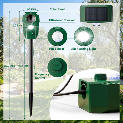 Peepst Solar Ultrasonic Animal Repellent with Motion Sensor & LED Lights – Waterproof Outdoor Deer Repellent Device for Yard, Garden & Lawn – Effective Against Cats, Coyotes, Raccoons & Dogs