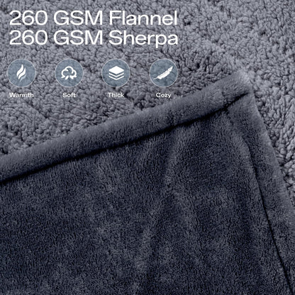 Heated Blanket Twin, Electric Blanket Soft Sherpa Flannel, 10 Hours Auto Shut-off & 8 Fast Heating Levels, Machine Washable ETL Certified, Heating Blanket for Bed & Sofa (62x84 inches, Gray)