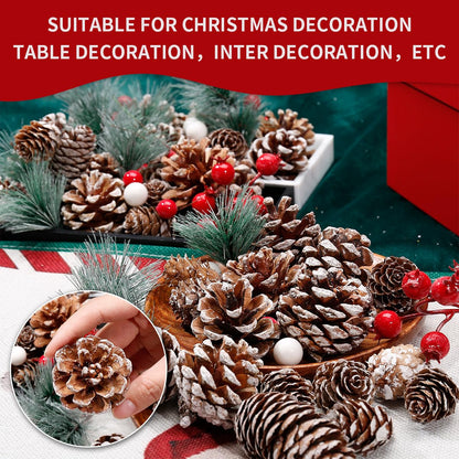 Biubumtu 108 Pcs Christmas Ornaments Pine Cones Berry Pine Branch Set Xmas Decorations for Home, Pinecones for Crafts Vase Filler Wreath Christmas Table Decor