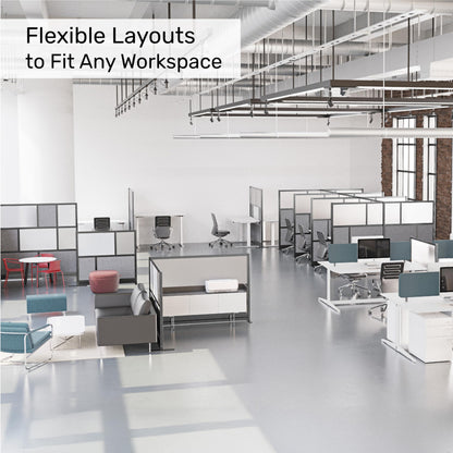 Workflow Modular Wall | Room Divider with Whiteboard, Sound Dampening, & Frosted Acrylic Panels | Expandable Office Partition for Privacy & Stability (53" x 70")