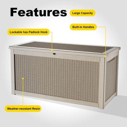 ASKPASS 320 Gallon Large Waterproof UV Resistant Deck Box,Lockable Storage Container for Patio Furniture Cushions Garden Tools and Pool Accessories(Gray)