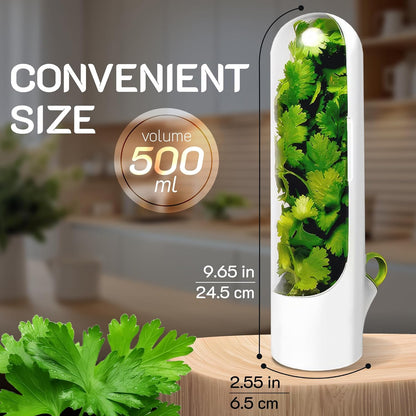 Herb Saver Pod for Refrigerator - 2 Pack Fresh Herb Keeper for Cilantro, Mint & Asparagus - Space-Saving Storage