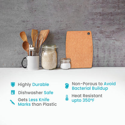 Wooden Cutting Board for Kitchen - Small Composite Wood Cutting Boards Dishwasher - Thin, BPA Free & Eco-Friendly Chopping Board (11.5 x 9 Inch, Natural)