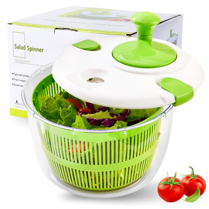 DoubleWave Salad Spinner | Spin & Dry Fruits, Vegetables & Greens Fast | Lettuce Washer with Dual Drain Holes | BPA-Free, Easy to Clean | 5.3 Quart Large Capacity