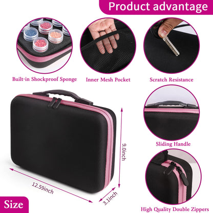 LYMUSUMI Diamond Art Storage Containers 60 Slots Diamond Painting Accessories and Tools Portable Bead Organizer Boxes for Adults（Pink）