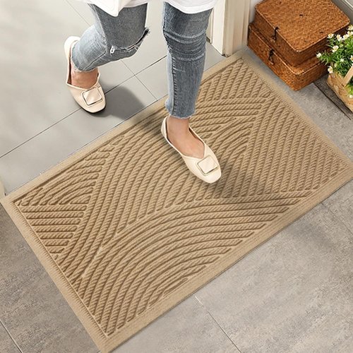 HIYARD Sturdy Front Door Mat - Absorbent, Non-Slip, Stain Resistant | 36x24 Beige Indoor/Outdoor Mat