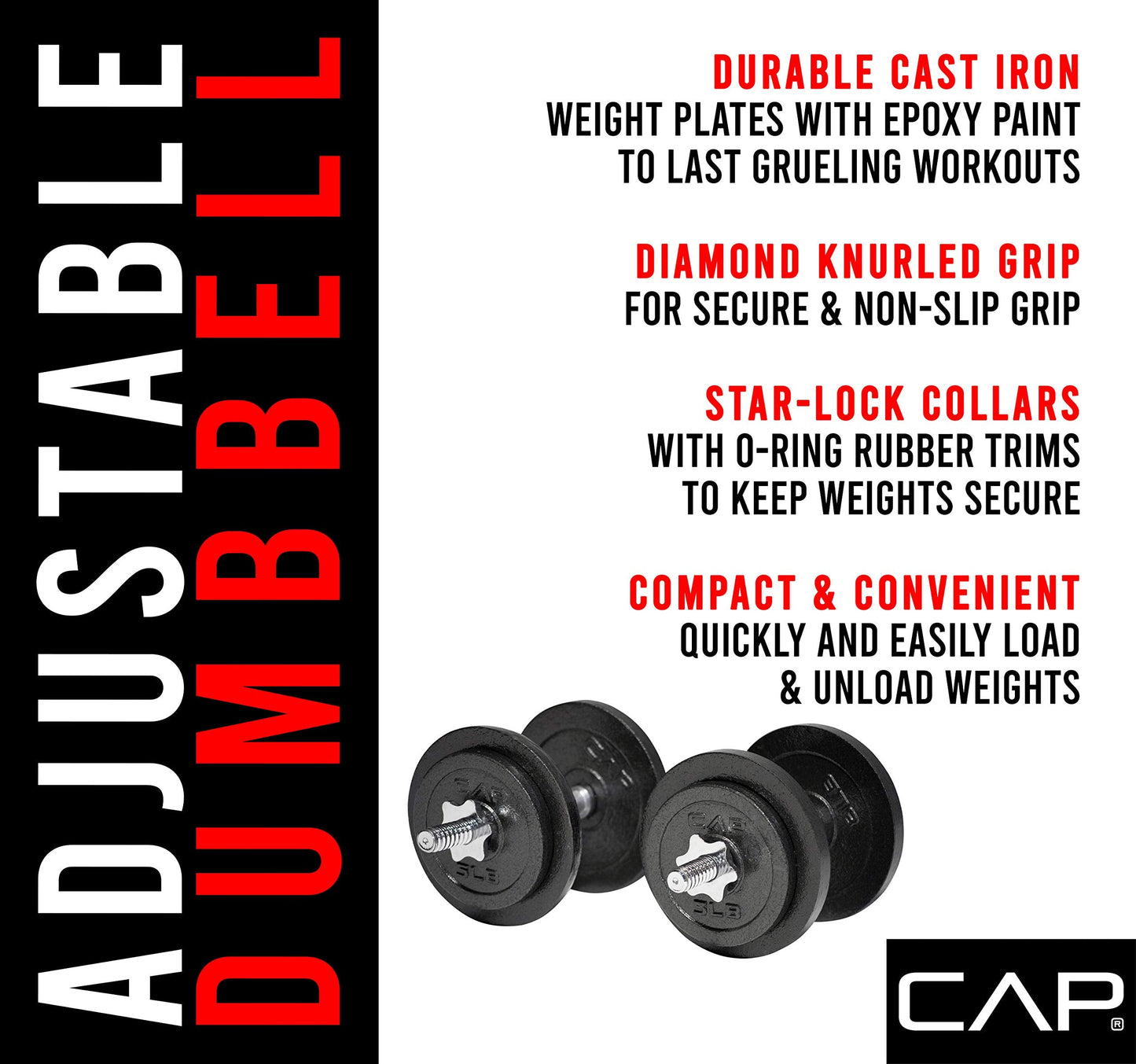 CAP Barbell Adjustable Dumbbell Weight Set | Multiple Options