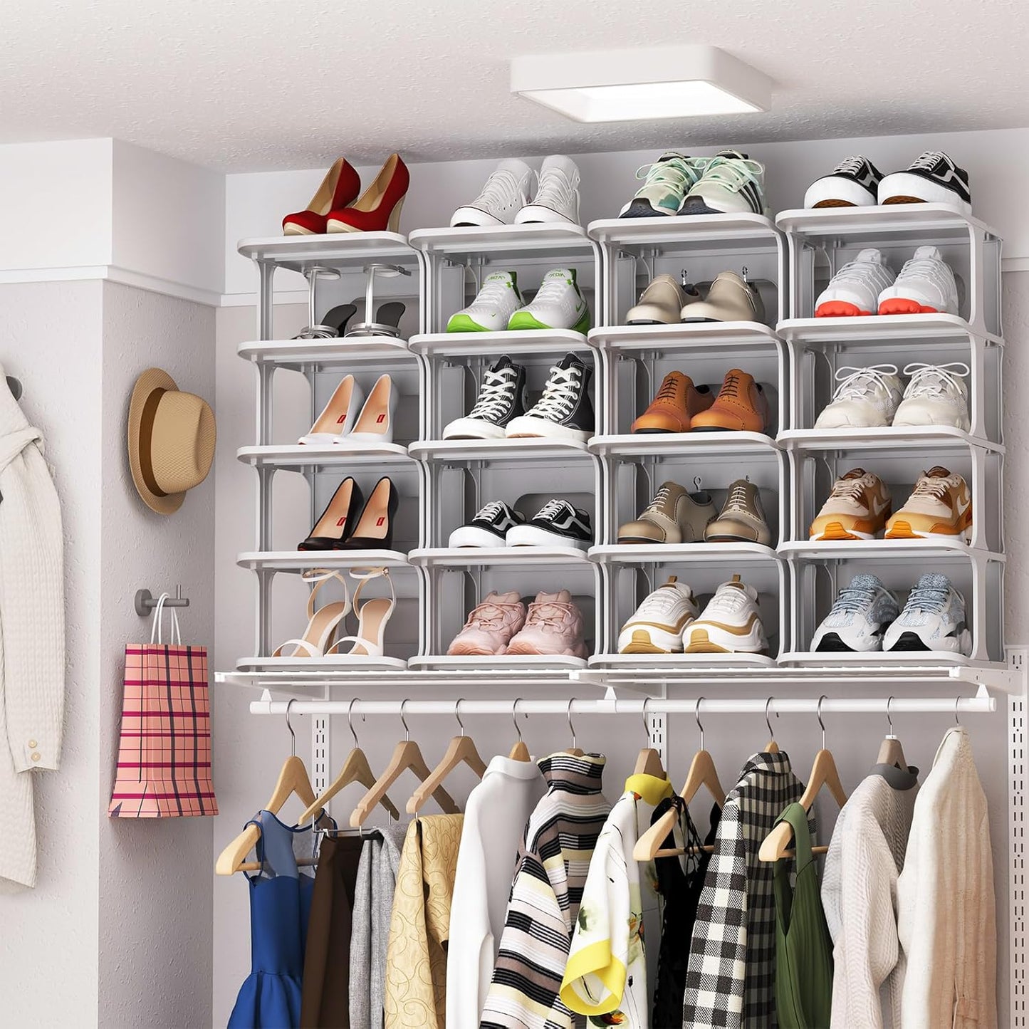Closet Closet, HAIXIN Shoe Rack for - Stackable Shoe Organizer for Space-Saving Narrow Shoe Rack for Front Door